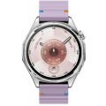 Huawei Watch GT6 46mm İle Uyumlu Dalga Desenli Tokalı Yumusaş Soft Silikon Kordon Lila