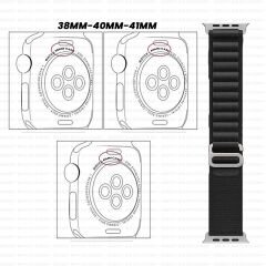 Apple Watch 38mm 40mm 41mm Seri 1 2 3 4 5 6 7 8 Se Uyumlu Frost Alpine Loop Kordon Siyah