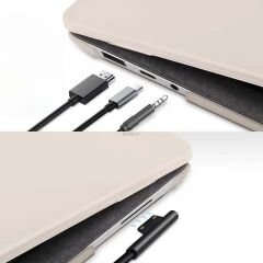 Sneezy Apple Macbook Air M2 Çip A2681 13.6 Inç 2022 Uyumlu Kılıf Vanilla Shield Plastik Kapak Bej  - Bej
