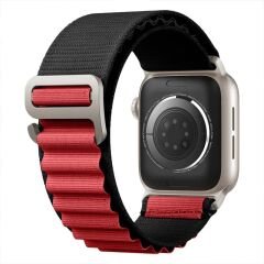 Apple Watch 38mm 40mm 41mm Seri 1 2 3 4 5 6 7 8 Se Uyumlu Frost Alpine Loop Kordon Siyah-Kırmızı