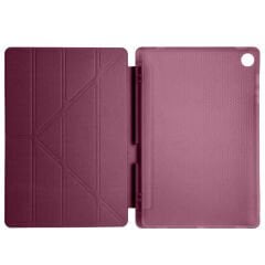 Samsung Tab A9 Plus X210 11 İnç Katlanabilir Kalemlikli Standlı Akıllı Kılıf Mürdüm - Mürdüm