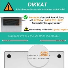 Macbook Pro 2021/23 16,2 İnç Uyumlu M1-M2 Çip A2485 A2780 İle Uyumlu Parlak Diamond Dust Simli Kılıf Şeffaf - Şeffaf