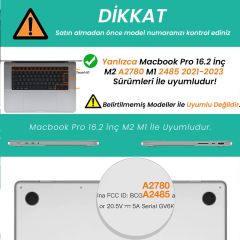 Macbook Pro 2021/23 16,2 İnç Uyumlu M1-M2 Çip A2485 A2780 İle Uyumlu Parlak Diamond Dust Simli Kılıf Siyah - Siyah