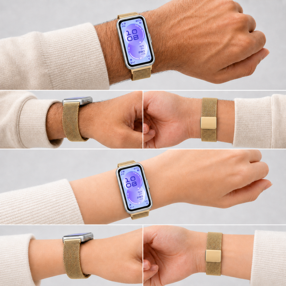 Huawei Band 11 / 11 Pro İle Uyumlu Manyetik Milanese Loop Metal Kordon