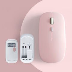 Tüm İpad Modelleri İle Uyumlu Pilli Sessiz Mouse Bluetooth Kablosuz Mouse Fare Pembe