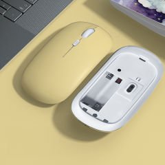 Tüm İpad Modelleri İle Uyumlu Pilli Sessiz Mouse Bluetooth Kablosuz Mouse Fare Sarı