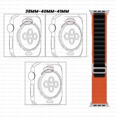 Apple Watch 38mm 40mm 41mm Seri 1 2 3 4 5 6 7 8 Se Uyumlu Frost Alpine Loop Kordon Turuncu-Siyah