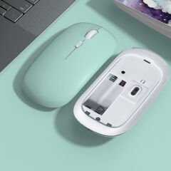 Tüm İpad Modelleri İle Uyumlu Pilli Sessiz Mouse Bluetooth Kablosuz Mouse Fare Turkuaz