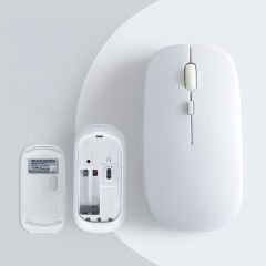 Tüm Samsung Tablet İle Uyumlu Pilli Sessiz Mouse Bluetooth Kablosuz Mouse Fare Beyaz