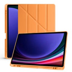 Samsung Tab A8 X200 10.5 İnç Katlanabilir Kalemlikli Standlı Akıllı Kılıf Turuncu - Turuncu