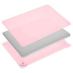 Sneezy Macbook Pro M1 M2 Çip 13.3″ A2338 A2289 İle Uyumlu Slate Matte Guard Macbook Kılıfı Pembe - Pembe