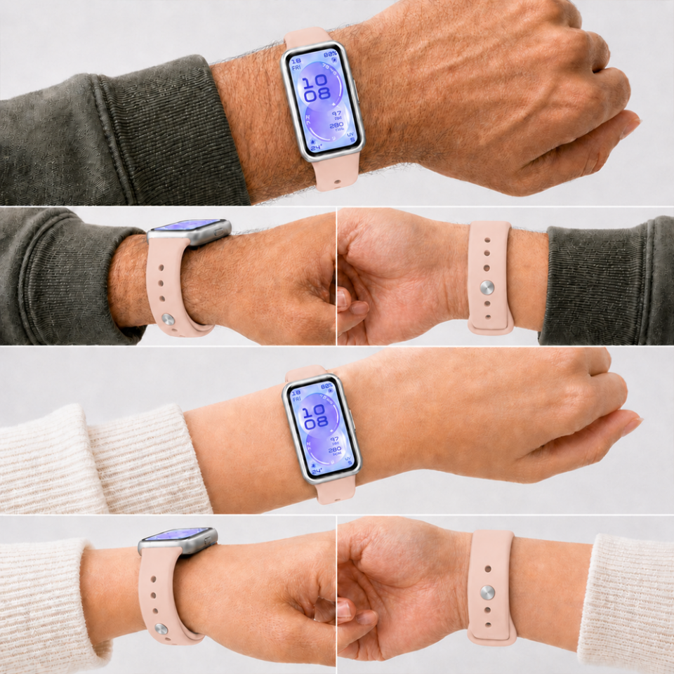 Huawei Band 11 Ve Band 11 Pro Uyumlu Klasik Silikon Kordon Yumuşak Soft Spor Saat Pudra