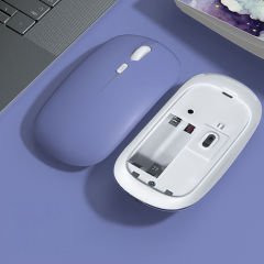 Tüm Huawei Tablet İle Uyumlu Pilli Sessiz Mouse Bluetooth Kablosuz Mouse Fare Lavanta