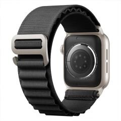 Apple Watch 42mm 44mm 45mm Seri 1 2 3 4 5 6 7 8 Se Uyumlu Frost Alpine Loop Kordon Siyah