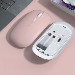 Tüm Huawei Tablet İle Uyumlu Pilli Sessiz Mouse Bluetooth Kablosuz Mouse Fare Pembe