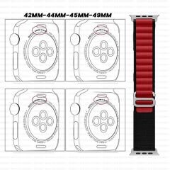 Apple Watch 42mm 44mm 45mm Seri 1 2 3 4 5 6 7 8 Se Uyumlu Frost Alpine Loop Kordon Siyah-Kırmızı