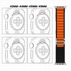 Apple Watch 42mm 44mm 45mm Seri 1 2 3 4 5 6 7 8 Se Uyumlu Frost Alpine Loop Kordon Siyah-Turuncu