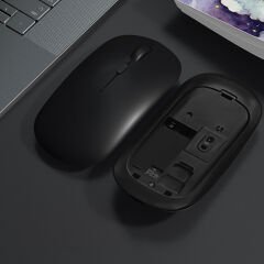 Tüm Huawei Tablet İle Uyumlu Pilli Sessiz Mouse Bluetooth Kablosuz Mouse Fare Siyah