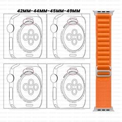 Apple Watch 42mm 44mm 45mm Seri 1 2 3 4 5 6 7 8 Se Uyumlu Frost Alpine Loop Kordon Turuncu