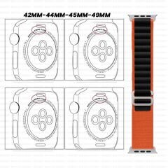 Apple Watch 42mm 44mm 45mm Seri 1 2 3 4 5 6 7 8 Se Uyumlu Frost Alpine Loop Kordon Turuncu-Siyah