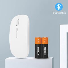 Tüm Lenovo Tablet İle Uyumlu Pilli Sessiz Mouse Bluetooth Kablosuz Mouse Fare Beyaz