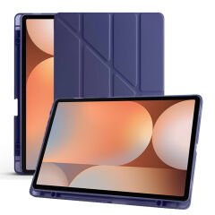 Samsung Galaxy Tab S10 Plus X820 12.4 İnç Katlanabilir Kalemlikli Standlı Akıllı Kılıf Lacivert