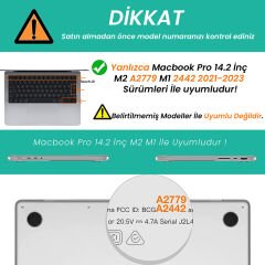 Sneezy Macbook Pro 2021/23 14,2 M1-M2 Çip A2442 A2779 Uyumlu Slate Matte Guard Macbook Kılıfı Siyah - Siyah