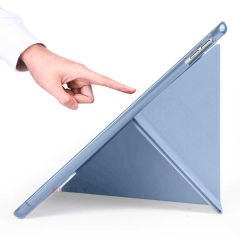 Apple iPad 9.Nesil 10.2 İnç 2021 Uyumlu Üçgen Katlanabilir Kalemlikli Standlı Akıllı Kılıf Mavi - Mavi