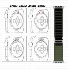 Apple Watch 49mm Ultra Seri Uyumlu Frost Alpine Loop Kordon Haki-Siyah