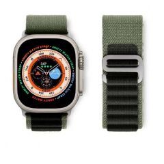 Apple Watch 49mm Ultra Seri Uyumlu Frost Alpine Loop Kordon Haki-Siyah