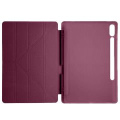 Samsung Galaxy Tab S10 Plus X820 12.4 İnç Katlanabilir Kalemlikli Standlı Akıllı Kılıf Mürdüm