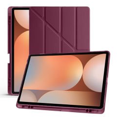 Samsung Galaxy Tab S10 Plus X820 12.4 İnç Katlanabilir Kalemlikli Standlı Akıllı Kılıf Mürdüm