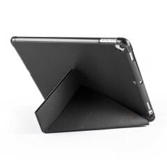 Apple iPad 9.Nesil 10.2 İnç 2021 Uyumlu Üçgen Katlanabilir Kalemlikli Standlı Akıllı Kılıf Siyah - Siyah
