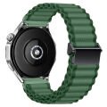 Sneezy Huawei Watch GT5 Pro 46mm İle Uyumlu AirFlow Dalgalı Naylon Spor Kordon Metal Tokalı Haki