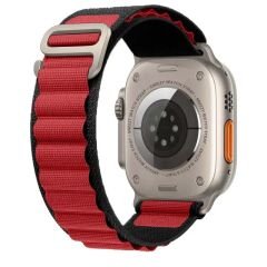 Apple Watch 49mm Ultra Seri Uyumlu Frost Alpine Loop Kordon Siyah-Kırmızı