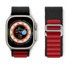 Apple Watch 49mm Ultra Seri Uyumlu Frost Alpine Loop Kordon Siyah-Kırmızı