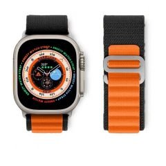 Apple Watch 49mm Ultra Seri Uyumlu Frost Alpine Loop Kordon Siyah-Turuncu