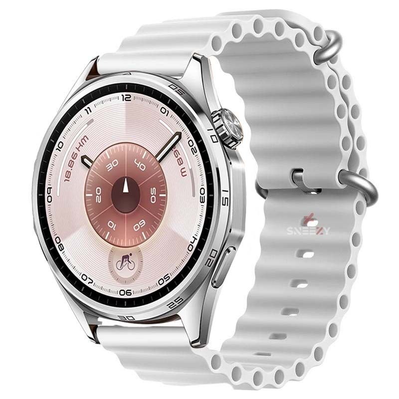 Huawei Watch GT6 46mm İle Uyumlu Dalga Desenli Tokalı Yumuşak Ocean Soft Silikon Kordon