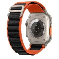 Apple Watch 49mm Ultra Seri Uyumlu Frost Alpine Loop Kordon Turuncu-Siyah