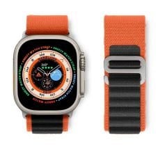 Apple Watch 49mm Ultra Seri Uyumlu Frost Alpine Loop Kordon Turuncu-Siyah