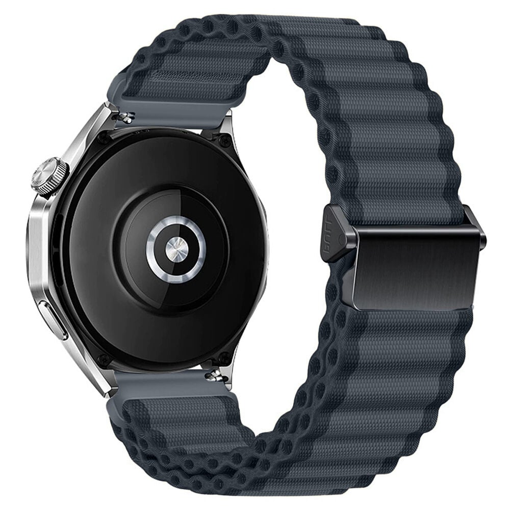 Sneezy Huawei Watch GT4 46mm İle Uyumlu AirFlow Dalgalı Naylon Spor Kordon Metal Tokalı