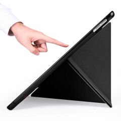 Apple iPad 8.Nesil 10.2 İnç 2020 Uyumlu Üçgen Katlanabilir Kalemlikli Standlı Akıllı Kılıf Siyah - Siyah