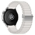 Sneezy Huawei Watch GT4 46mm İle Uyumlu AirFlow Dalgalı Naylon Spor Kordon Metal Tokalı Bej