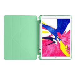 Apple iPad 8.Nesil 10.2 İnç 2020 Uyumlu Üçgen Katlanabilir Kalemlikli Standlı Akıllı Kılıf Yeşil - Yeşil