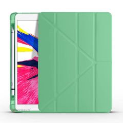 Apple iPad 8.Nesil 10.2 İnç 2020 Uyumlu Üçgen Katlanabilir Kalemlikli Standlı Akıllı Kılıf Yeşil - Yeşil