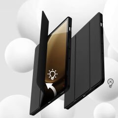 Samsung Galaxy Tab S9 Fe Plus X610 12.4 İnç Kılıf Premium Silikon Kalem Bölmeli Smart Case Siyah