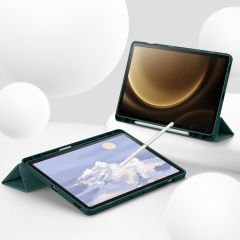 Samsung Galaxy Tab S9 Plus X810 12.4 İnç Kılıf Premium Silikon Kalem Bölmeli Smart Case Haki