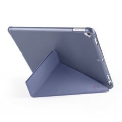 Apple iPad 7.Nesil 10.2 İnç 2019 Uyumlu Üçgen Katlanabilir Kalemlikli Standlı Akıllı Kılıf Lavanta - Lavanta