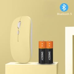 Tüm Apple Macbook İle Uyumlu Pilli Sessiz Mouse Bluetooth Kablosuz Mouse Fare Sarı