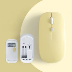 Tüm Apple Macbook İle Uyumlu Pilli Sessiz Mouse Bluetooth Kablosuz Mouse Fare Sarı